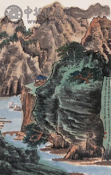 谢稚柳 1989年作 春山野渡 立轴 设色纸本