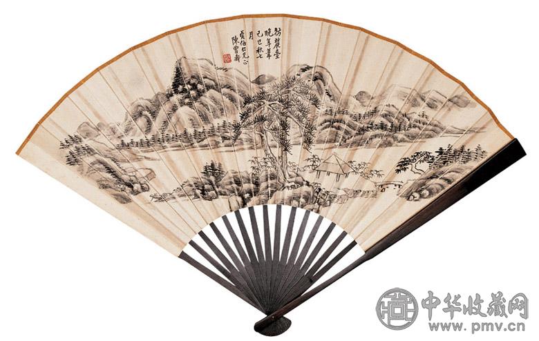 陈曾寿 1929年作 楷书 山水 成扇 水墨纸本