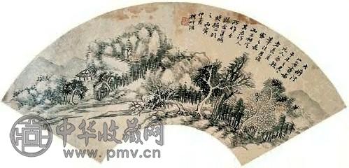王学浩 山水 扇面 水墨纸本
