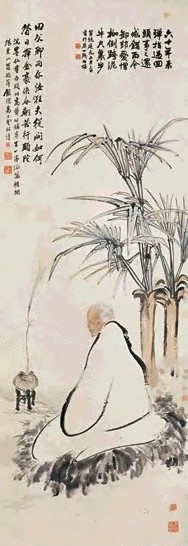 王震 高邕 等 善跏坐佛 立轴 设色纸本