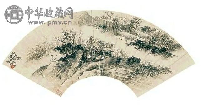 萧谦中 山水 扇面 纸本