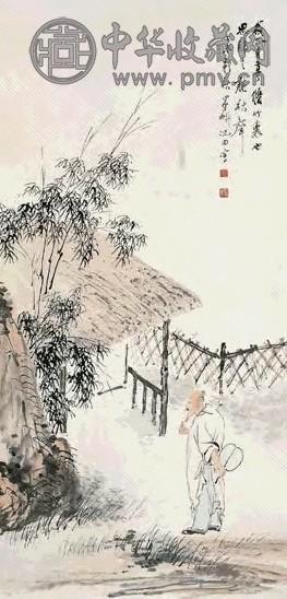 清 倪田 赏竹图 轴