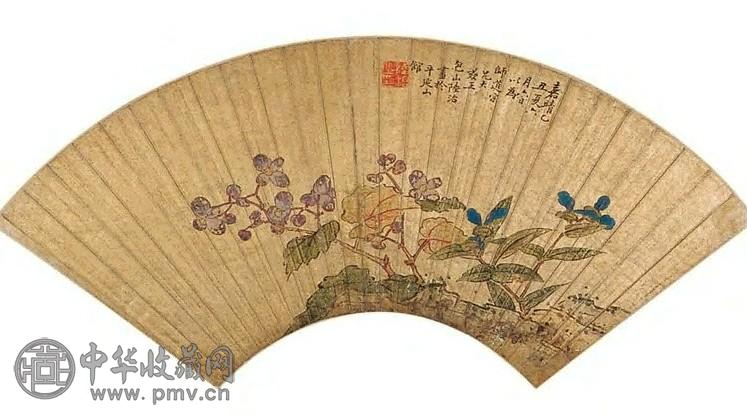 陆治 花卉 扇面