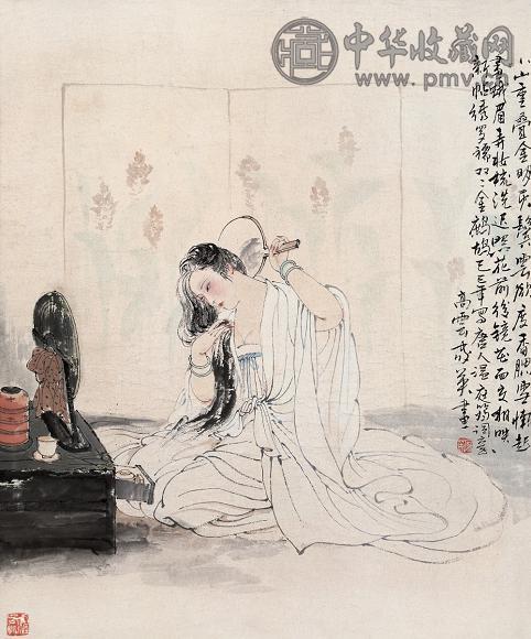 何家英 1989年作 唐人词意 镜心 设色纸本