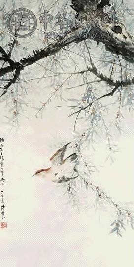 陈树人 柳拽鹊归图 立轴 设色纸本