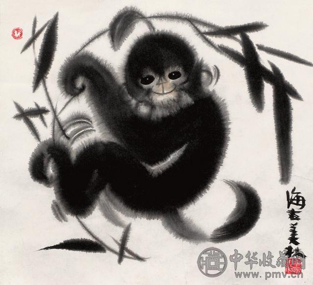 韩美林 猴趣图 镜心 设色纸本