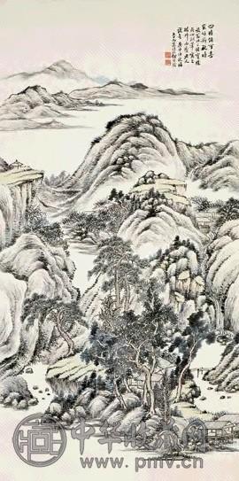 何维朴 庚申(1920年)作 溪山新秋 立轴 设色纸本