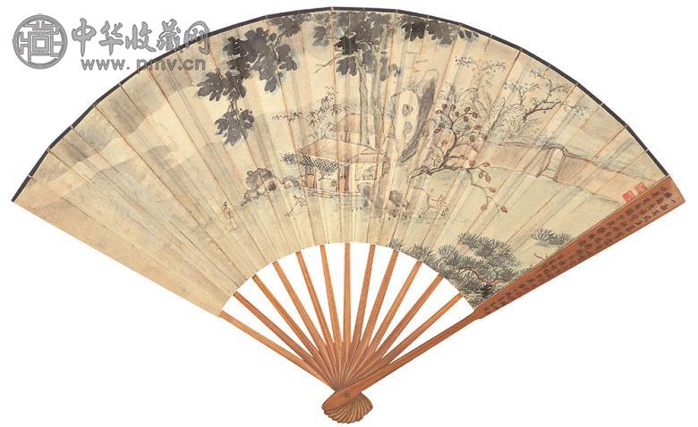 汤贻汾 佚名 小园秋风 昔王充著述句 设色纸本