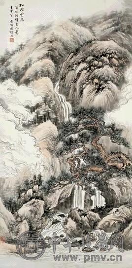 冯超然 1932年作 山水 立轴 纸本