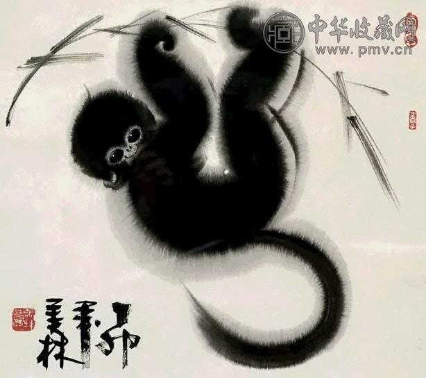 韩美林 1987年作 猴 镜心 水墨纸本