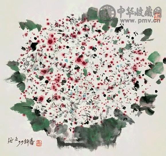 杨延文 花卉 立轴 设色纸本