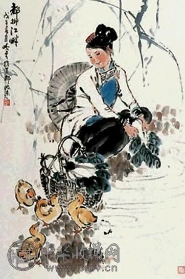 宋吟可 都柳江畔 立轴 设色纸本