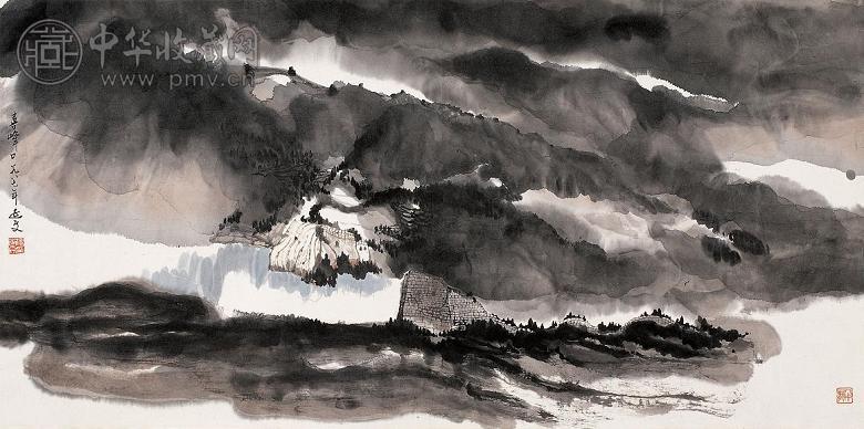 杨延文 1987年作 喜峰口 立轴 设色纸本