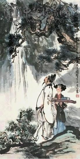 姚有多 1981年作 李白观瀑 立轴 设色纸本