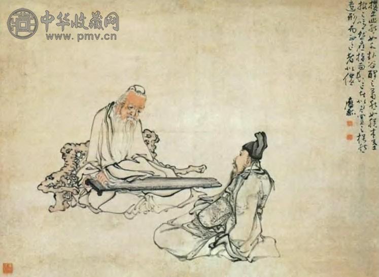 黄慎 清 抚琴图 轴