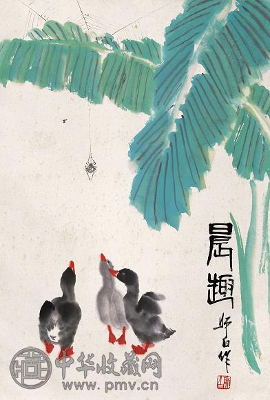 娄师白 晨趣 立轴 设色纸本