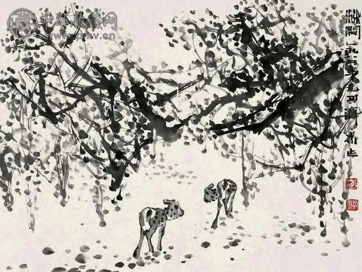 方济众 秋涧 镜心 水墨纸本