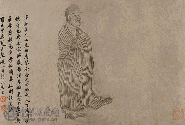 丁云鹏 罗汉 镜片 水墨纸本