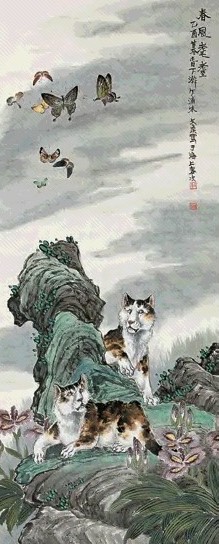朱文侯 1945年作 春风耄耋图 立轴 设色纸本