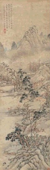 钱杜 1816年作 山水 立轴 设色纸本 钱杜 1816年作 山水 立轴 设色纸本