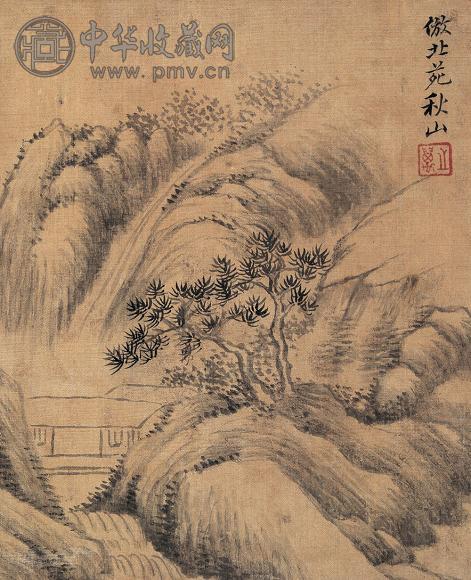 张之万 1873年作 绢本山水 册页(6开选1)