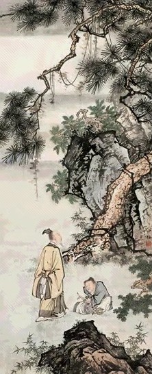 陈少梅 束卷图 立轴 设色纸本