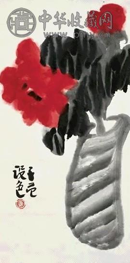 崔子范 花卉 立轴 设色纸本