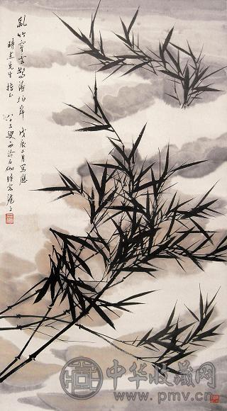 申石伽 竹 立轴 设色纸本