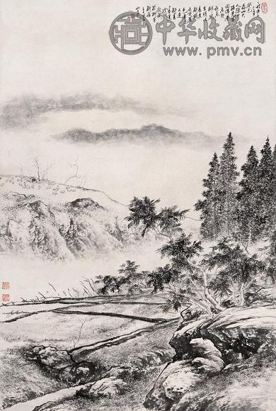 陈少梅 1953年作 京郊春景 立轴 水墨纸本