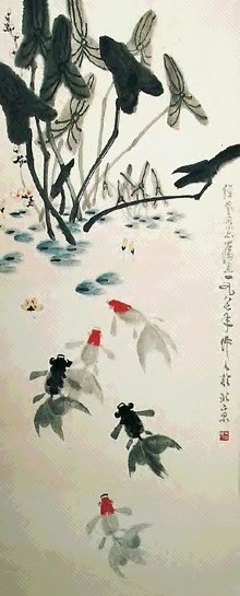 吴作人 1987年作 金鱼图 镜心 设色纸本