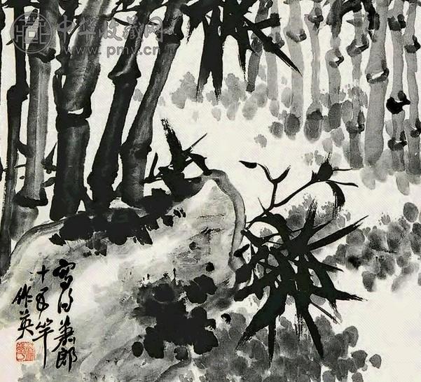 蒲华 竹石 立轴 水墨纸本