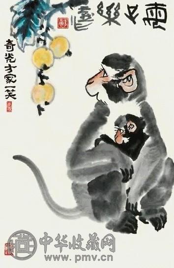 李雁 母子图 立轴 纸本