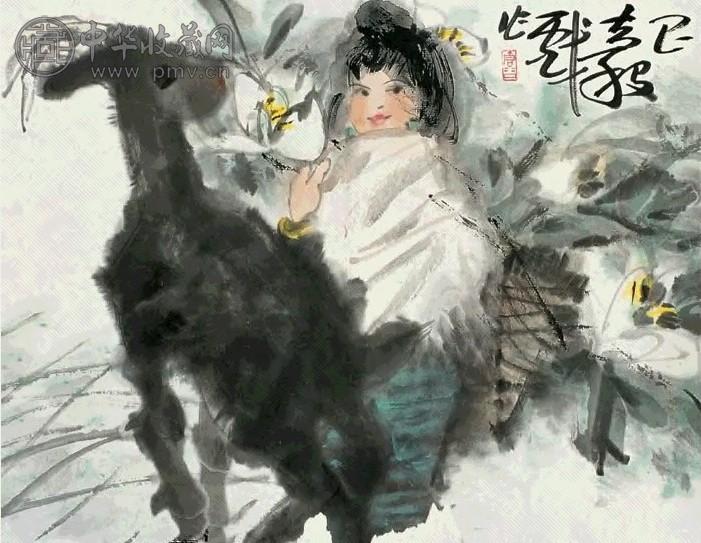 周昌谷 人物 立轴 设色纸本