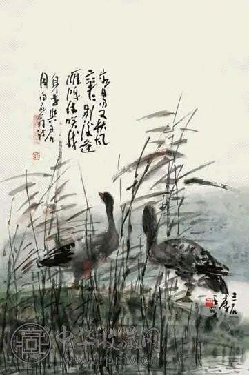 曾宓 芦雁 镜心 设色纸本