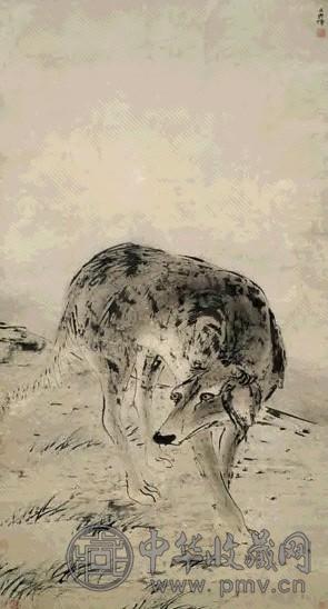 高其佩 狼犬图 立轴 设色纸本