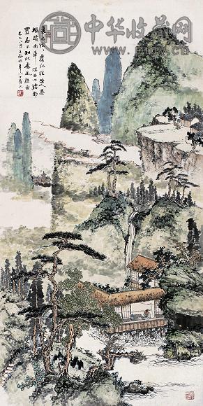 沈子丞 己巳(1989年)作 山水 立轴 设色纸本