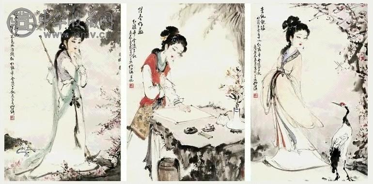 现代 白伯骅 十二金钗 镜心