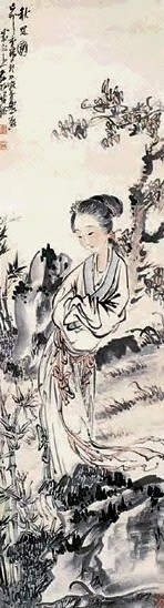 徐操 仕女 立轴 设色纸本