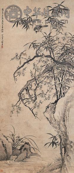 杨晋 1727年作 花鸟 立轴 设色纸本