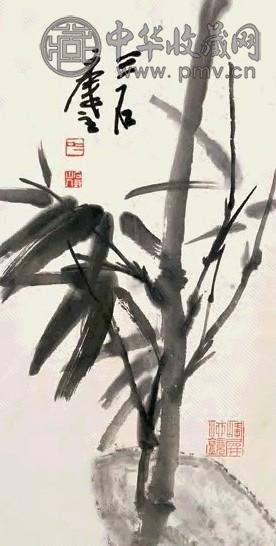 曾宓 竹石图 镜心 水墨纸本