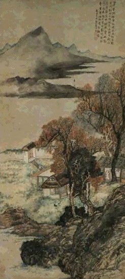 清 蔡嘉 密树秋庭 轴