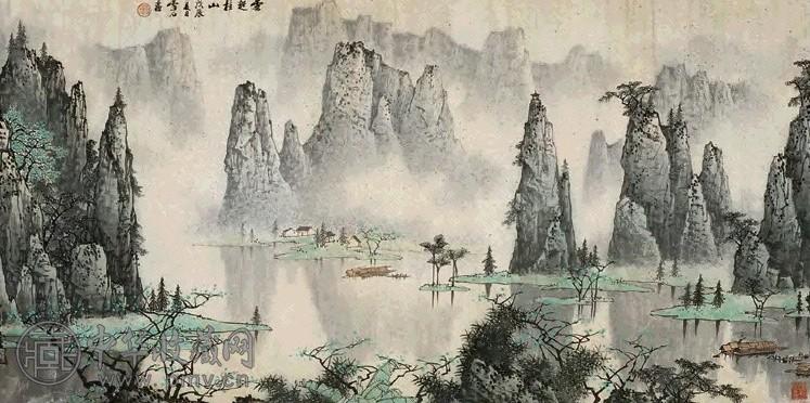 白雪石 1988年作 云起桂山 镜心 设色纸本