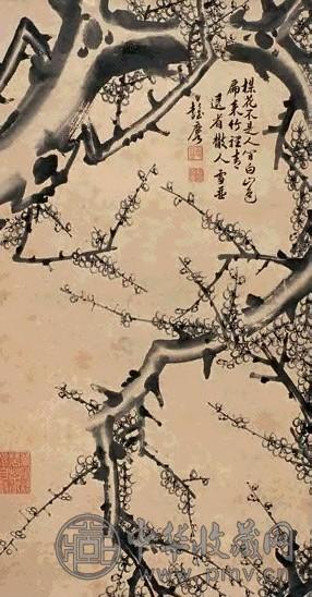 彭玉麟 白梅繁花 立轴 水墨纸本