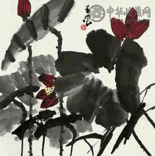 崔子范 荷花 镜心 纸本