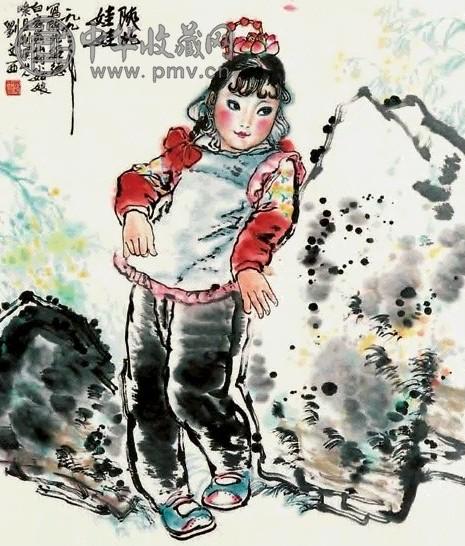 刘文西 陕北娃娃 镜心 纸本
