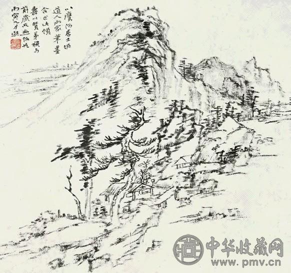 曾熙 丙寅(1926年)作 松山图 立轴 水墨纸本