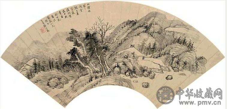 张之万 山水 扇面 水墨纸本