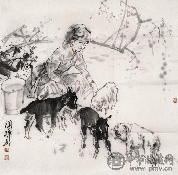 刘国辉 人物 镜心 纸本