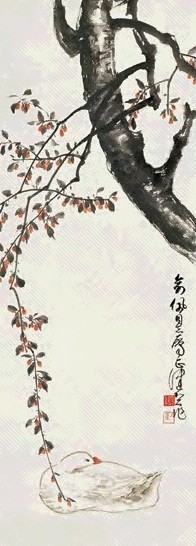 当代 陈佩秋 柳荫水凫 轴