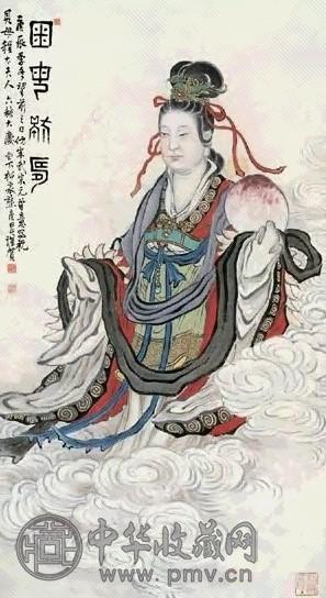 熊松泉 王母献寿图 立轴 设色纸本